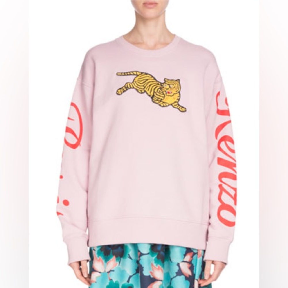 Kenzo Embroidered Jumping Tiger Sweatshirt Pink size XS NWT Unisex